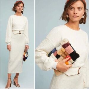 dolan Cream Textured Maxi Dress with Belt